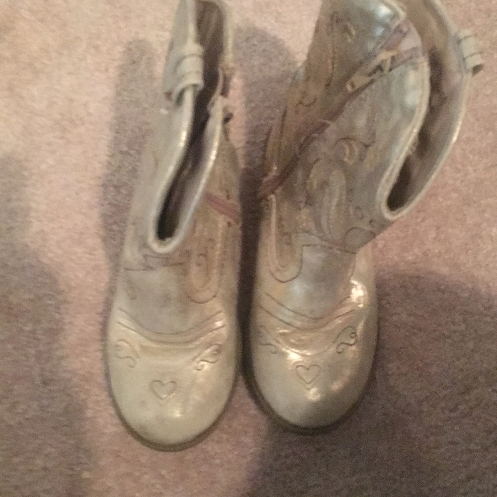 Gold color little girl boots